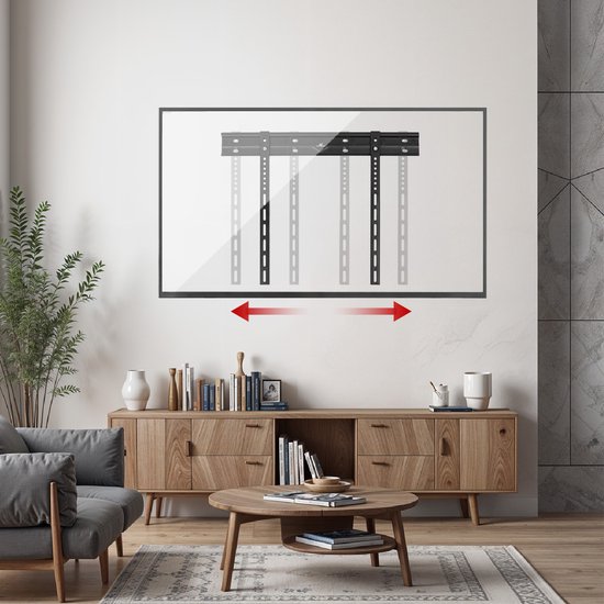 Maclean - TV houder - Ultra platte muurbeugel voor TV - 40-85" - max VESA 600x400 - tot 80kg, MC-123