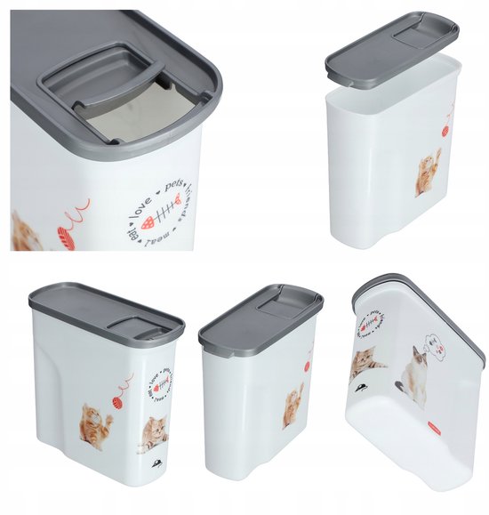 Curver Voedselcontainer Kat - 2L - 21x9x20cm - Wit/Grijs