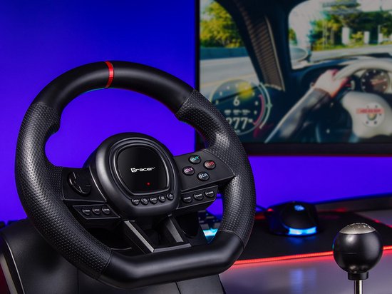 Tracer Gaming Stuurwiel - 6 in 1 Stuur - Pedalen en Versnellingspook - PC/PS4/PS3/Xbox One/Switch