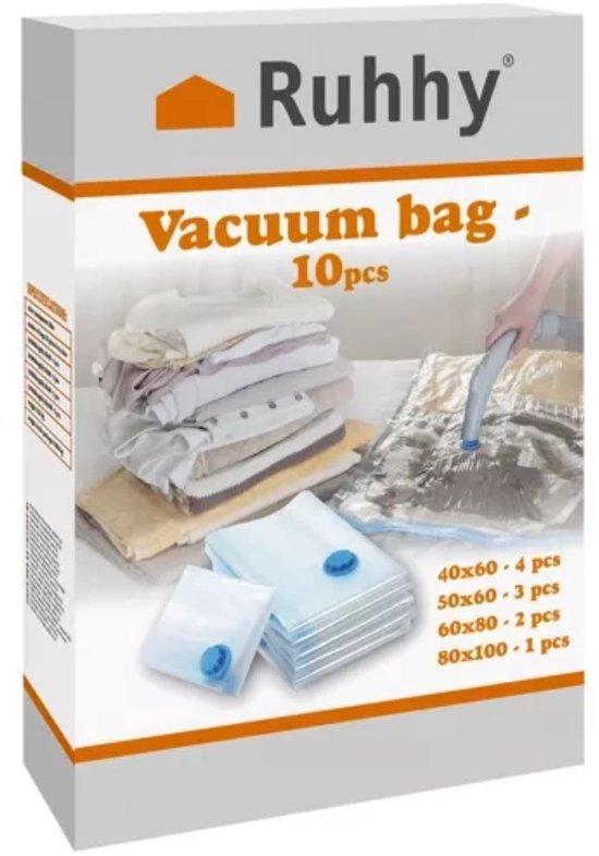 Ruhhy Vacuumzakken - 10x stuks - verschillende maten - ruimte besparend