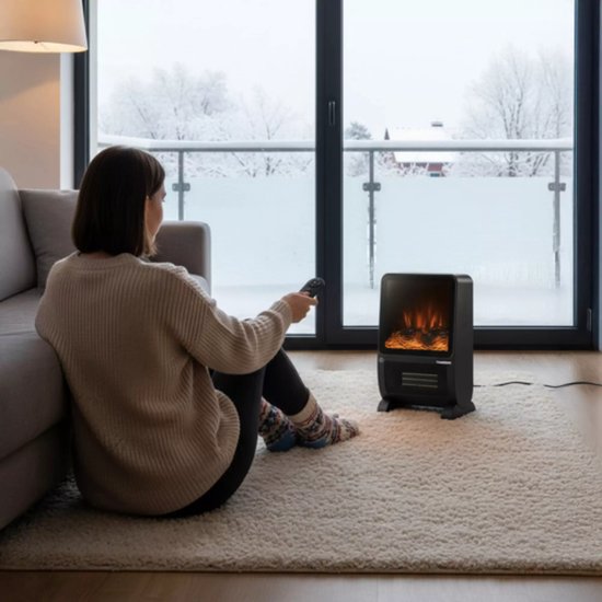 Kaminer Elektrische kachel 2000W met LED-vlameffect, keramische verwarming en afstandsbediening