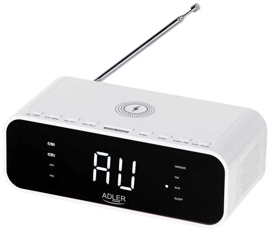 Adler 1192W - Wekkerradio met draadloze oplader voor je telefoon - Wit