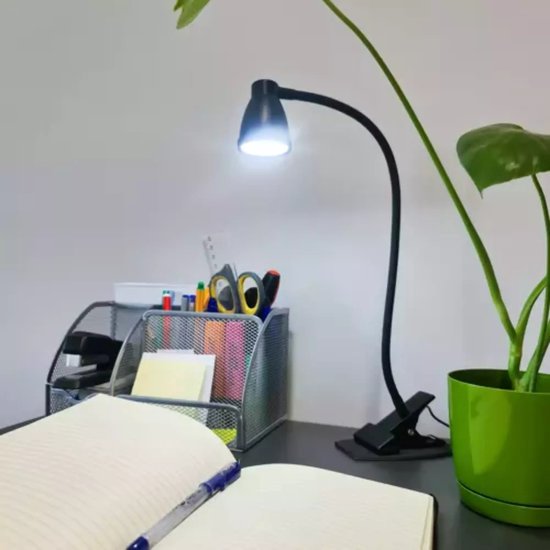 Izoxis Flexibele Bureaulamp met Clip - Ideaal voor Elke Werkruimte - Zwart