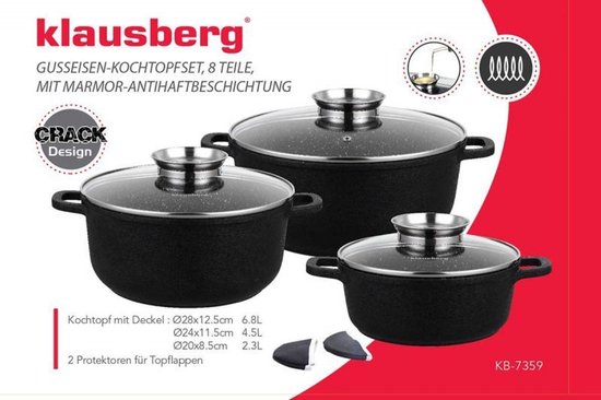 Klausberg 7359 pannenset - 8 delig - Gesmeed Aluminium - Alle warmtebronnen