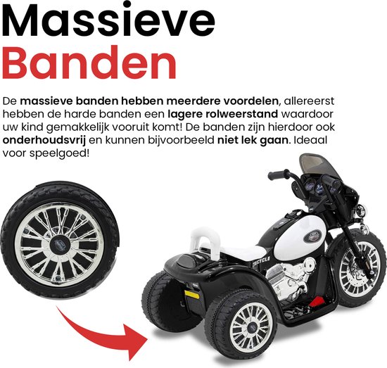 Elektrische politie chopper - trike - motor voor kinderen tot 25kg max 1-3 km/h zwart - kids motor - kindermotor - politiemotor
