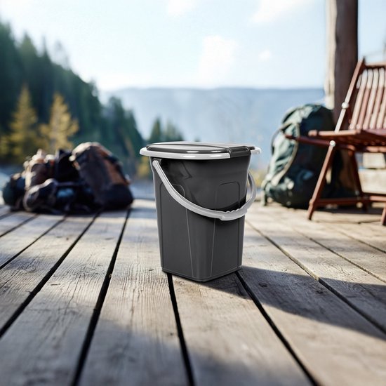 Campingtoilet 19L - Mobiele toiletemmer Reistoilet Toiletemmer Toilet Mobiele camping Antraciet