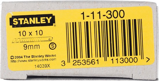 STANLEY Afbreekmesjes 9mm - 10 stuks/dispenser x 10