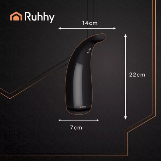Ruhhy touchless zeepdispenser zwart – 300 ml sensorbediening