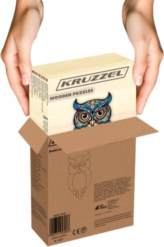 Kruzzel Houten Uilen Puzzel – 177 Stukken – Kleurrijke Decoratieve Puzzel