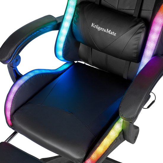 Krüger&Matz KM0790BLED - GX-150 game stoel met LED verlichting - gaming chair - gamingstoel - RGB - zwart
