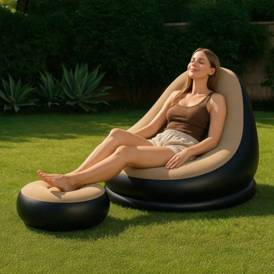 Gardlov Opblaasbare Tuinstoel met Voetensteun – 120 kg & Waterbestendig