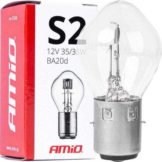 AMiO BA20D Halogeen 12V 35W S2 Wit [Koplamp -Dagrijverlichting]
