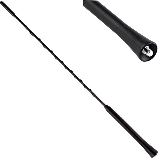 AMiO FM/AM Auto Antenne Mini Universeel met 5mm Adapter Zwart (40 cm)