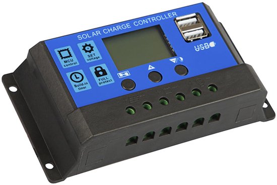 BLOW Zonne-laadregelaar - 12V/24V - 100A - LCD Display - 2x USB - Solar Charge Controller